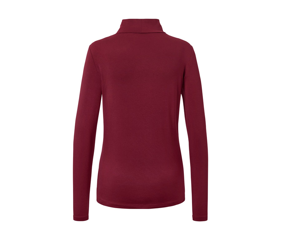 Piros női állógalléros felső.