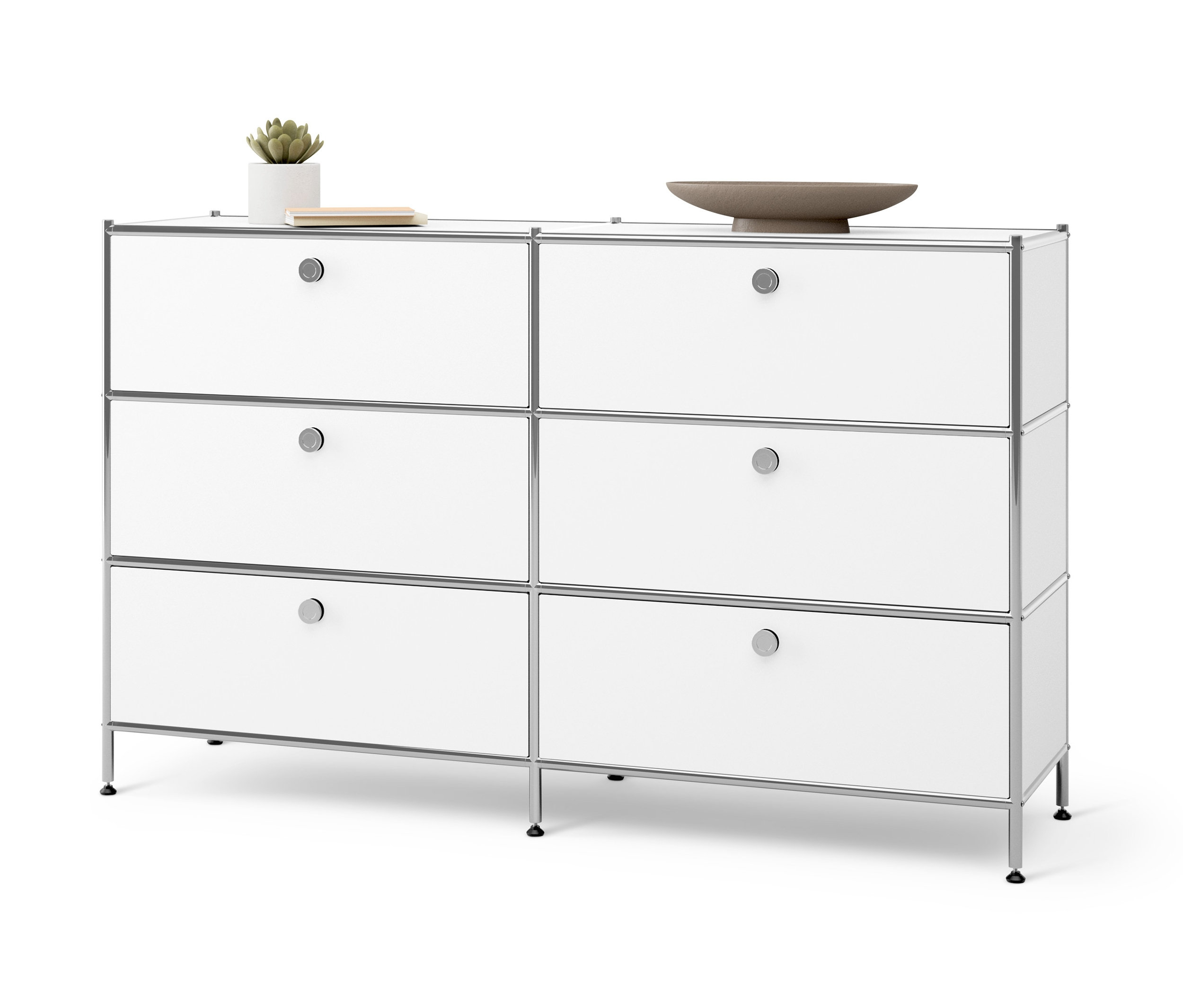 Fehér »CN3« fém komód 6 fiókkal.