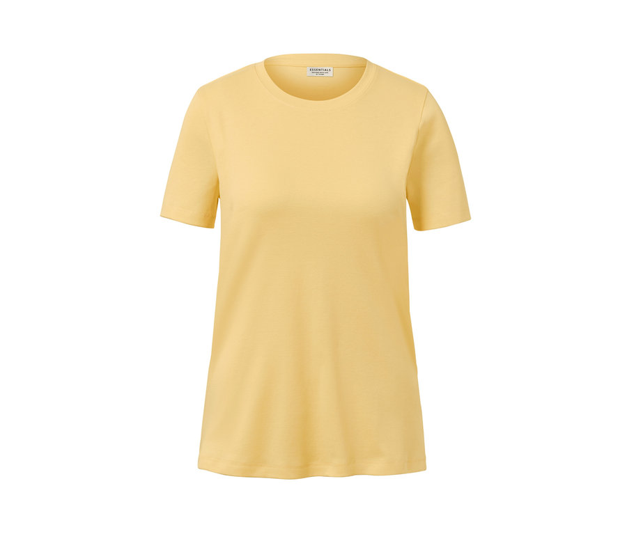 Egy sárga Basic póló fehér háttéren.