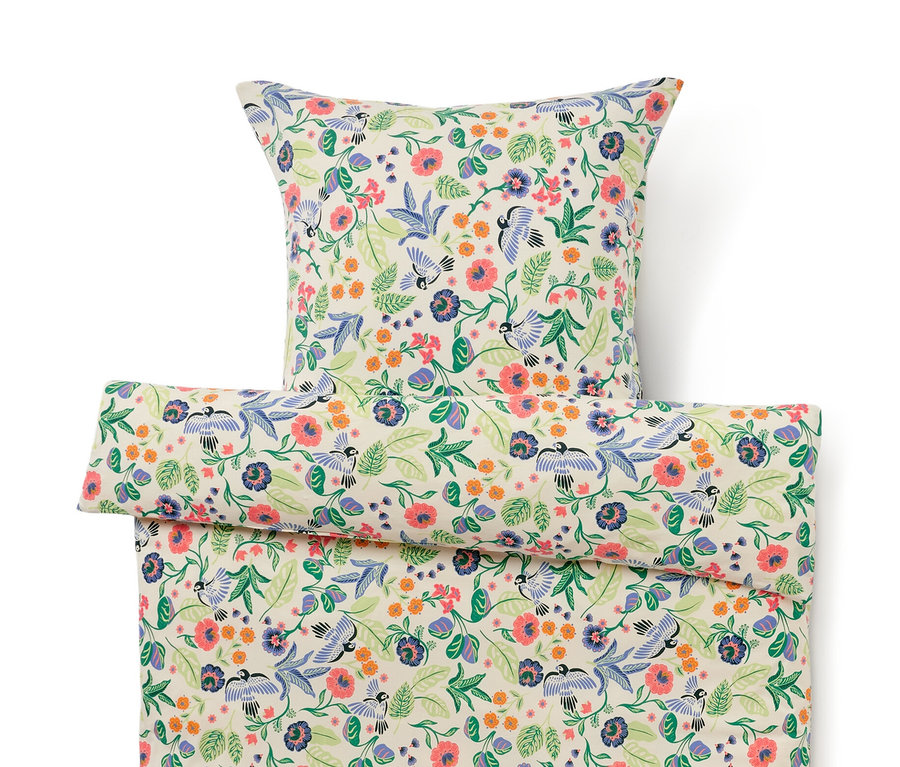 Virágmintás jersey ágynemű, egyszemélyes méret.