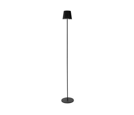 Egy fekete LED-es akkumulátoros kültéri állólámpa.