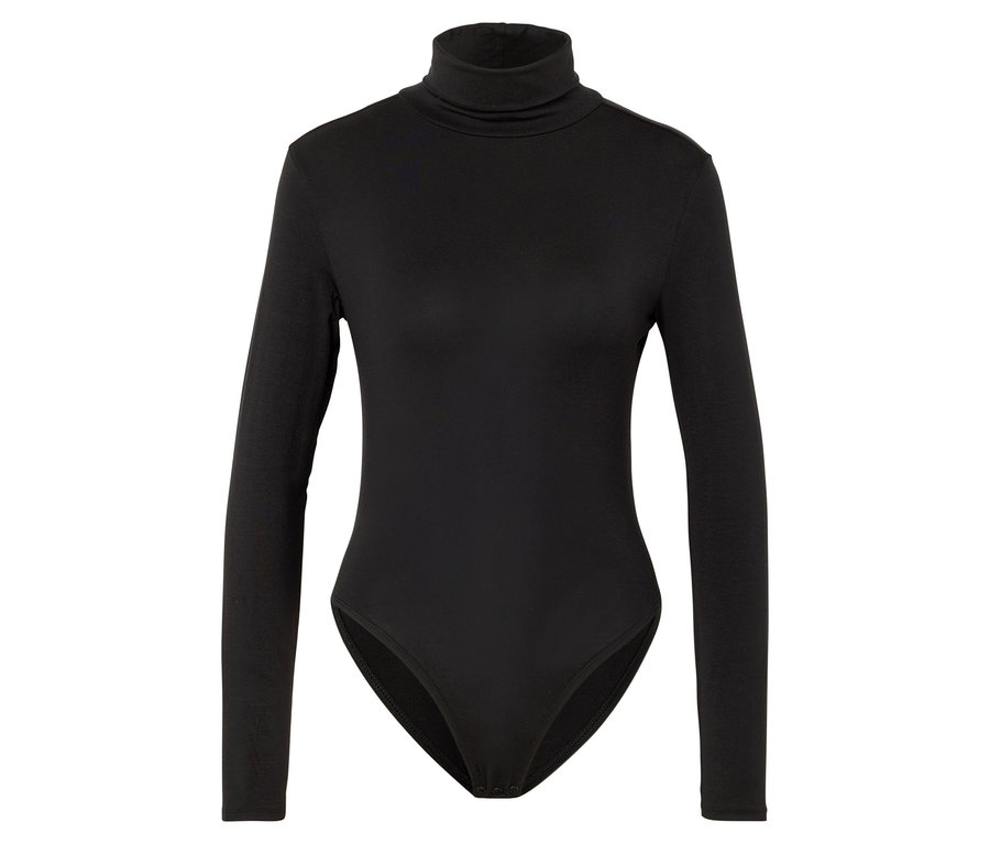 Fekete, hosszú ujjú, garbós body.