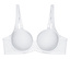 Fehér Triumph Amourette WP melltartó sima, párnázott kosarakkal és csipkés részletekkel az oldalán és a pántokon.