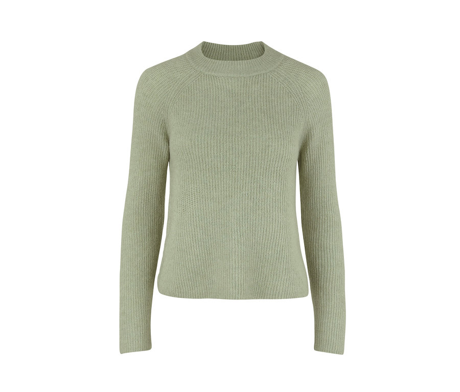 Női laza kötésű pulóver, zöld.