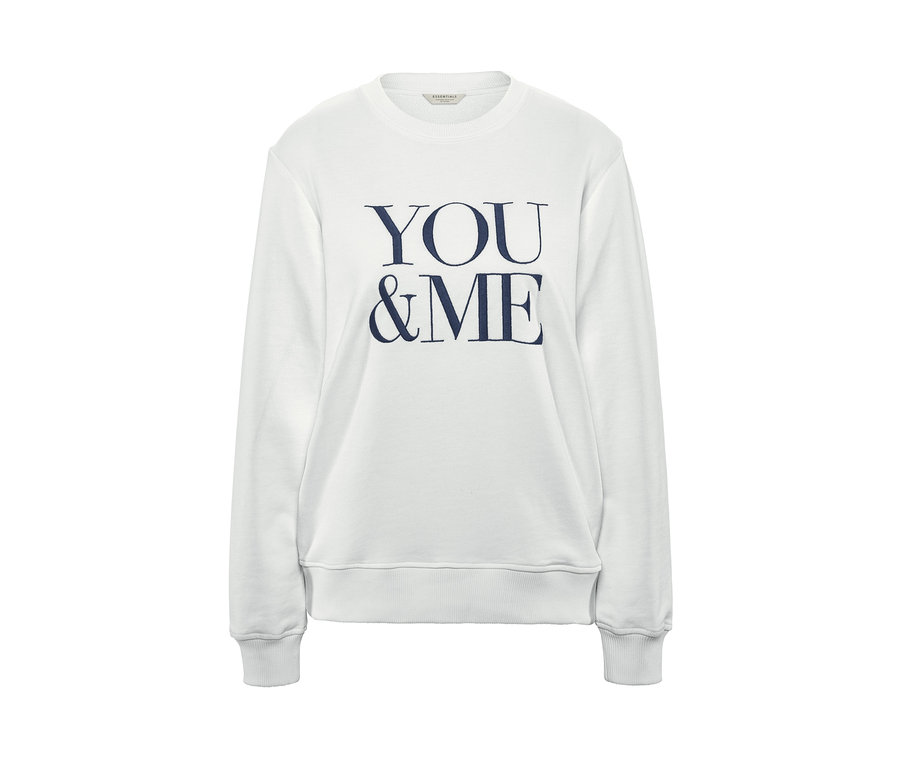 Fehér "YOU & ME" női szabadidőfelső.