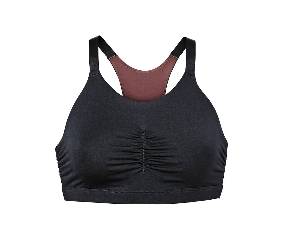 Fekete női bustier sportmelltartó.