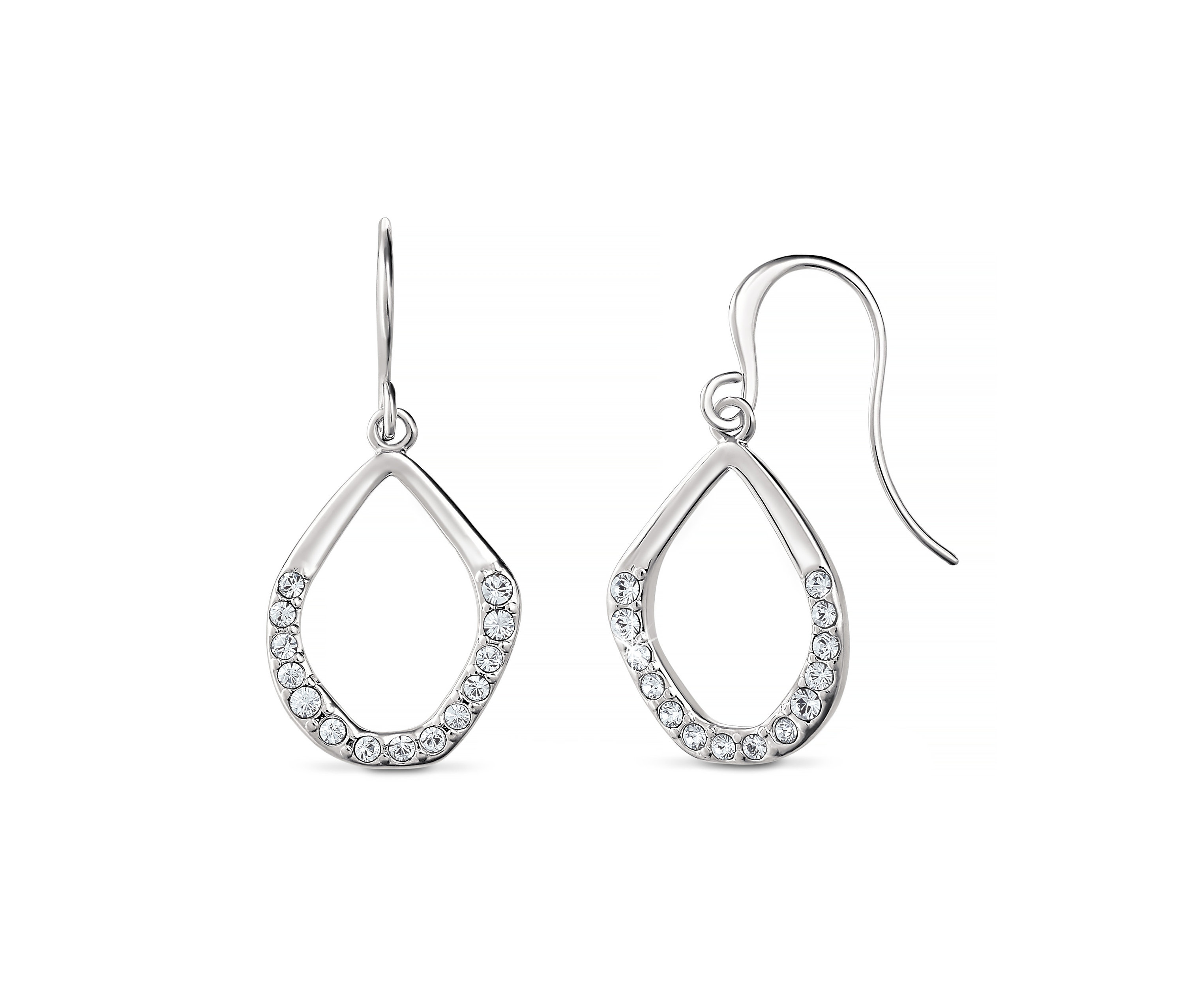 Két csepp alakú, Swarovski kristályokkal díszített női fülbevaló.