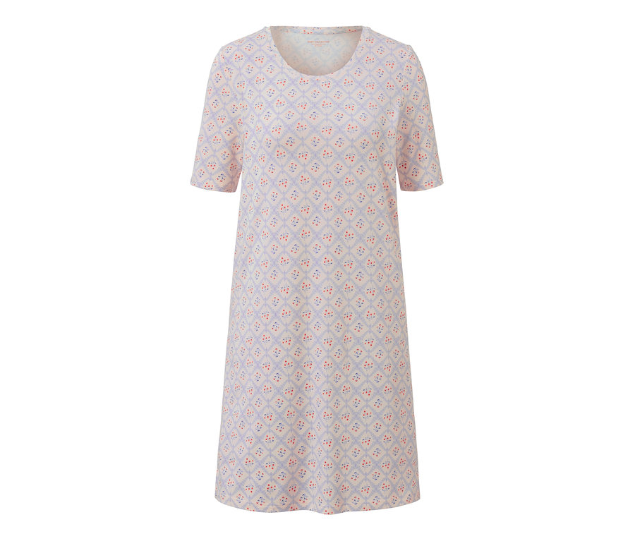 Fehér, mintás, rövid ujjú női hálóing.