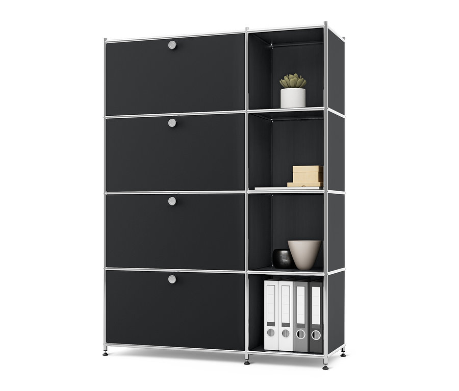 Fekete Fémpolc »CN3« 4 lenyíló ajtóval.