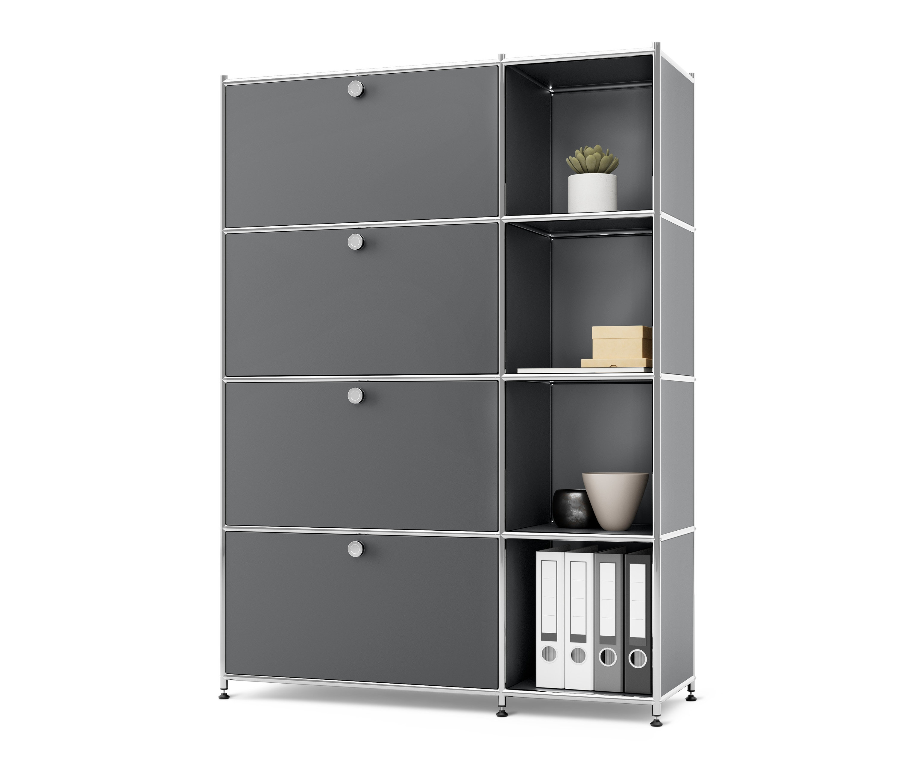 Szürke Fémpolc »CN3« 4 lenyíló ajtóval.