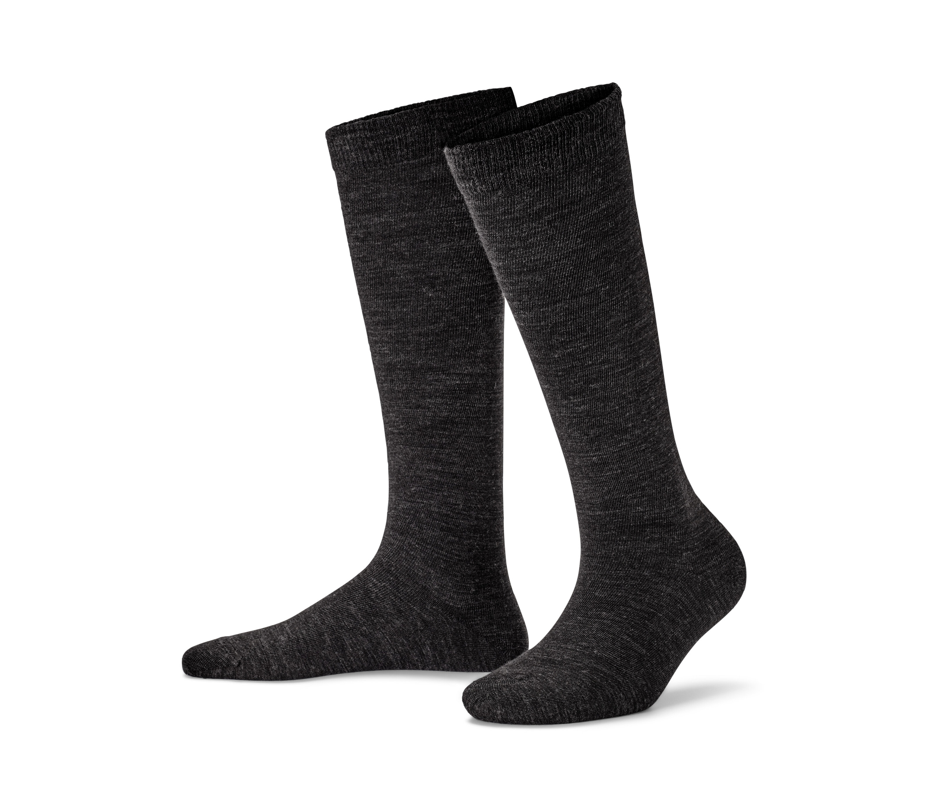 Két pár szürke térdzokni merinói gyapjúval.