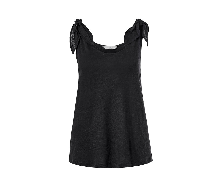 Fekete, csomózott vállú top.