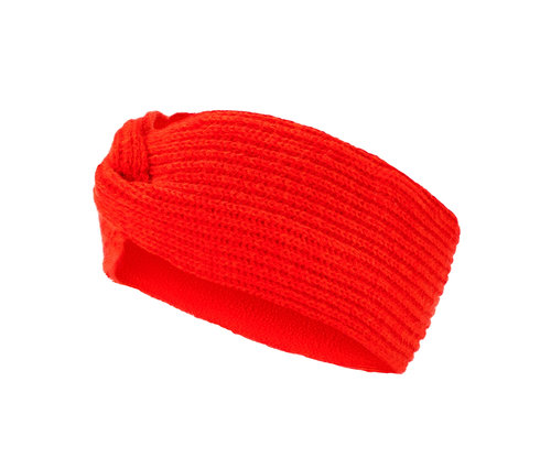 Narancssárga kötött fejpánt.