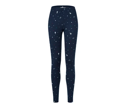 Sötétkék, mintás női leggings.