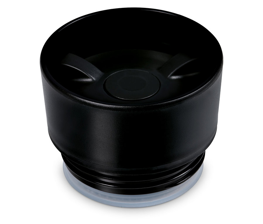 Közeli felvétel egy fekete Coffee-to-go bögre fedeléről.