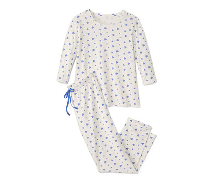 Női 3/4-es ujjú pizsama, szívecskés