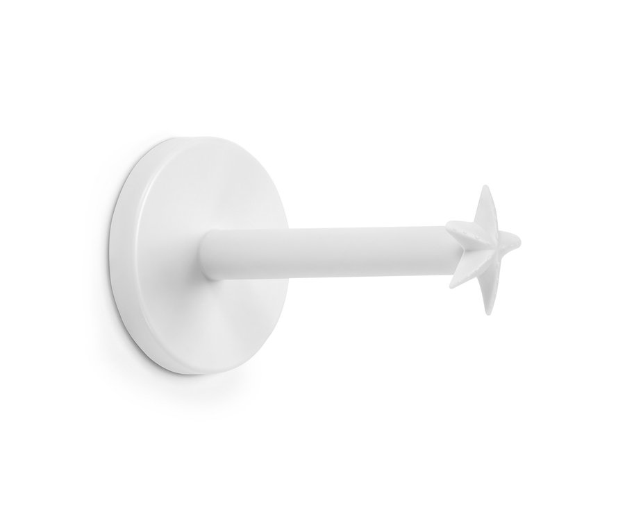 Fehér WC-papír tartó.