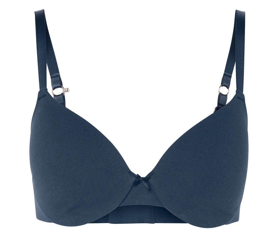 Sötétkék női kosaras melltartó.