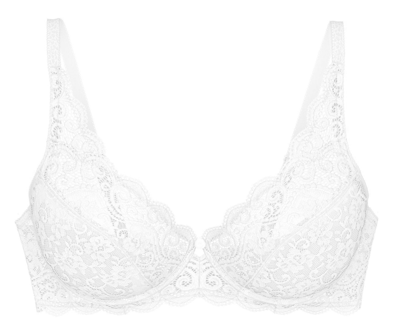 Fehér Triumph Amourette W csipkés melltartó hullámos széllel.