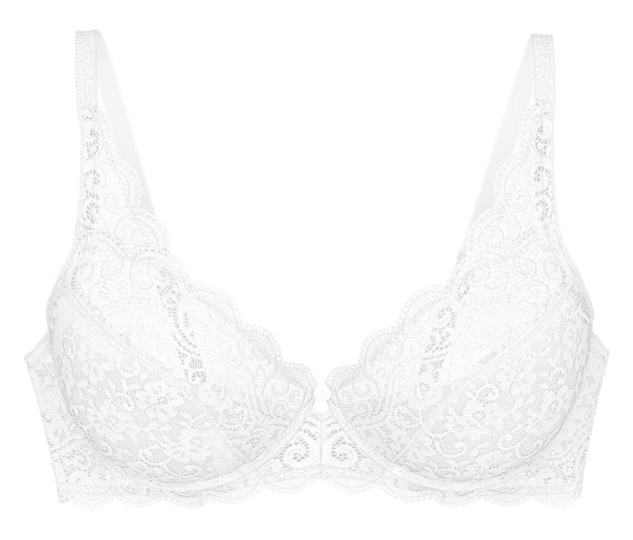 Fehér Triumph Amourette W csipkés melltartó hullámos széllel.