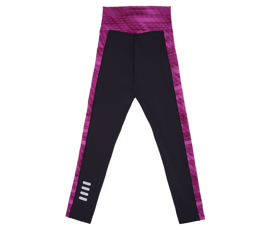 Fekete FILA női sportleggings rózsaszín díszítéssel a derékrészen és az oldalakon.