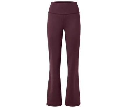 Sötétvörös, magas derekú, trapézszárú leggings fehér háttér előtt.