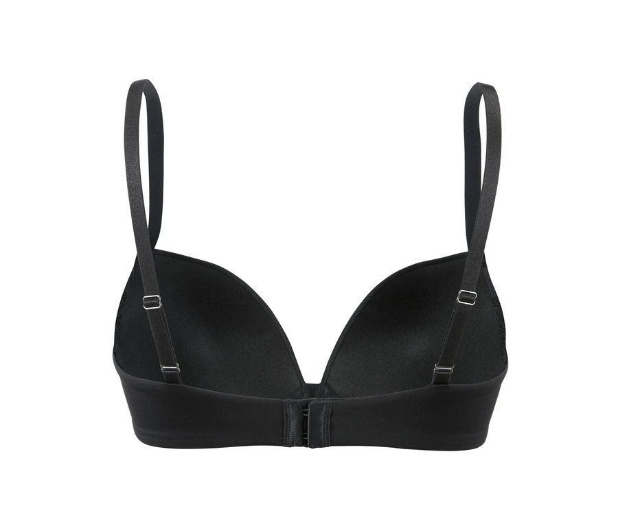 Fekete push-up melltartó csipkével, hátulnézet.