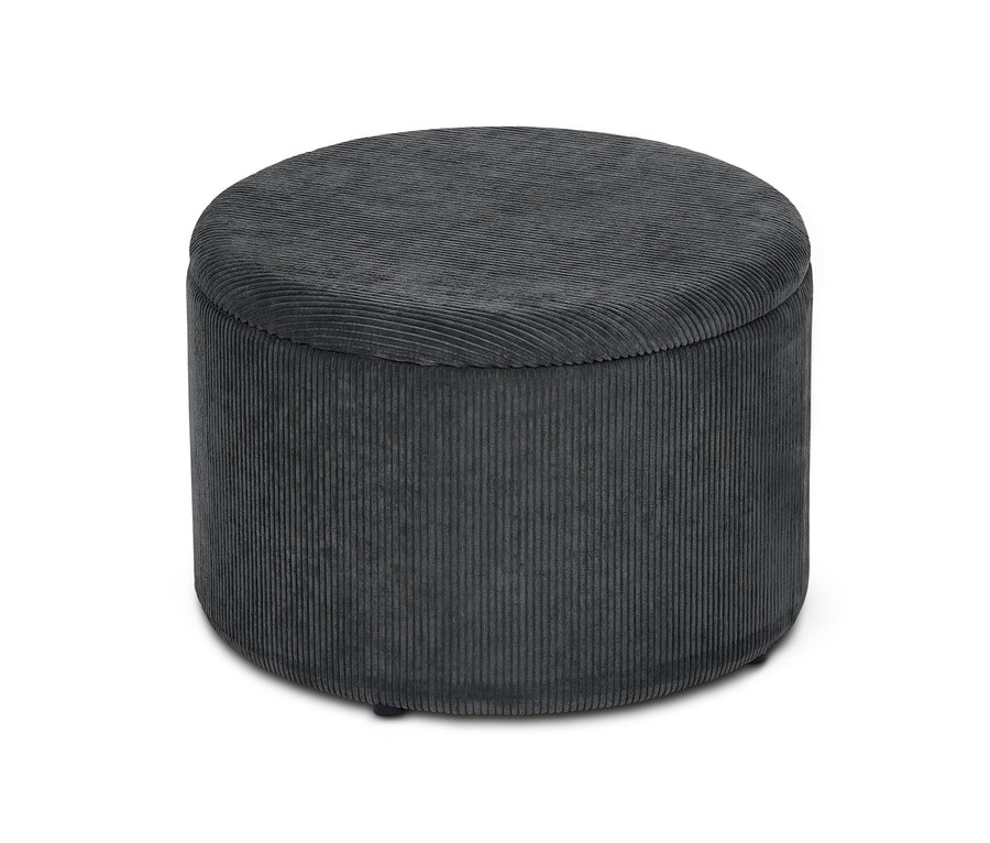 Szürke puff tárolóval.