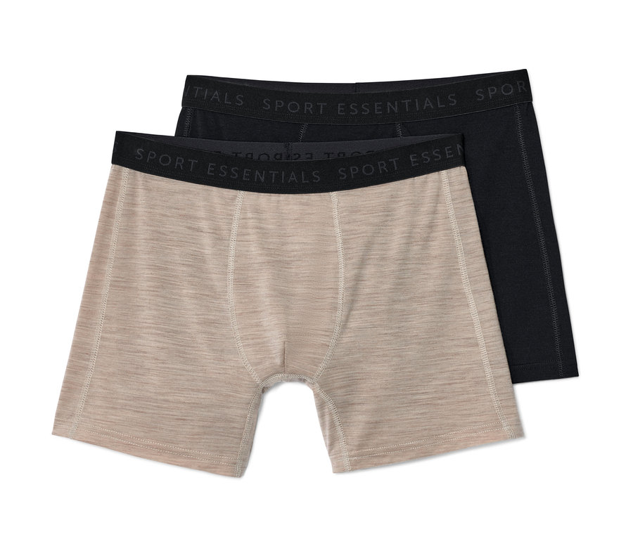 Két bézs színű férfi boxer merinói gyapjúval egymáson.