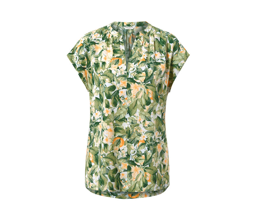 Rövid ujjú blúz nyomott mintával.