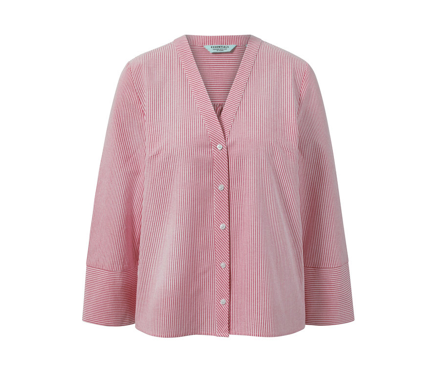 Női csíkos blúz, rózsaszín-fehér.