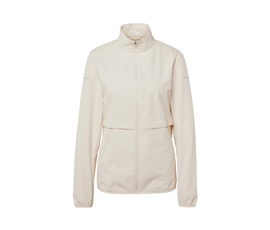 Krémszínű, szélálló futódzseki, elöl cipzárral.