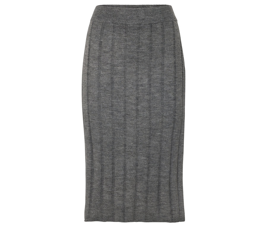 Szürke kötött ceruzaszoknya.