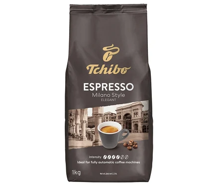 Egy csomag Tchibo Espresso Milano Style 1 kg-os szemes kávé.