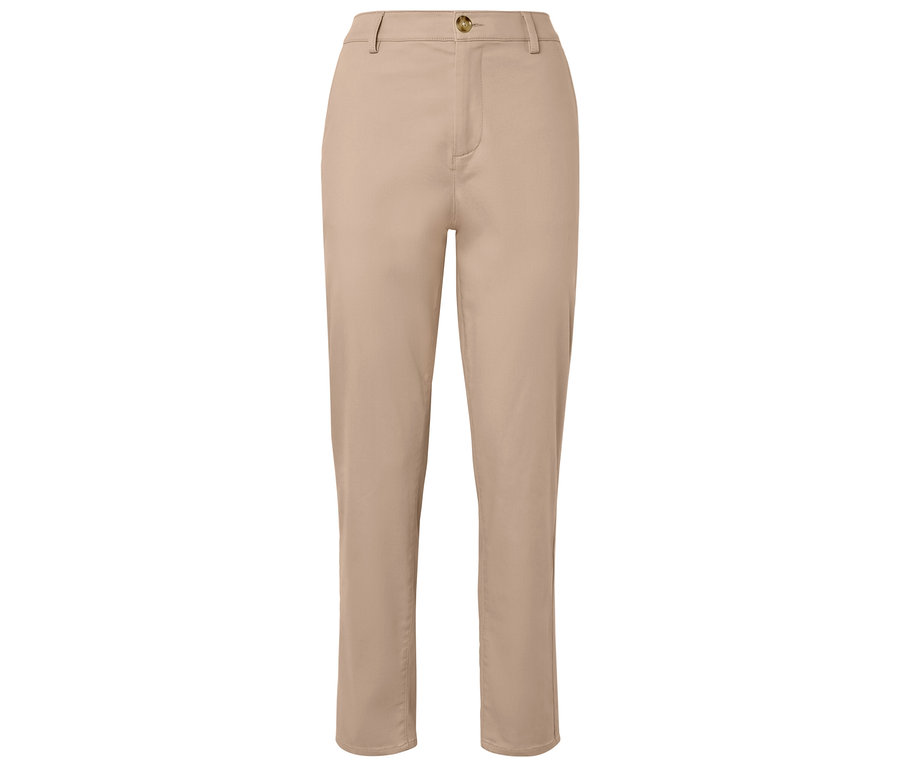 Bézs színű, gombos nadrág.