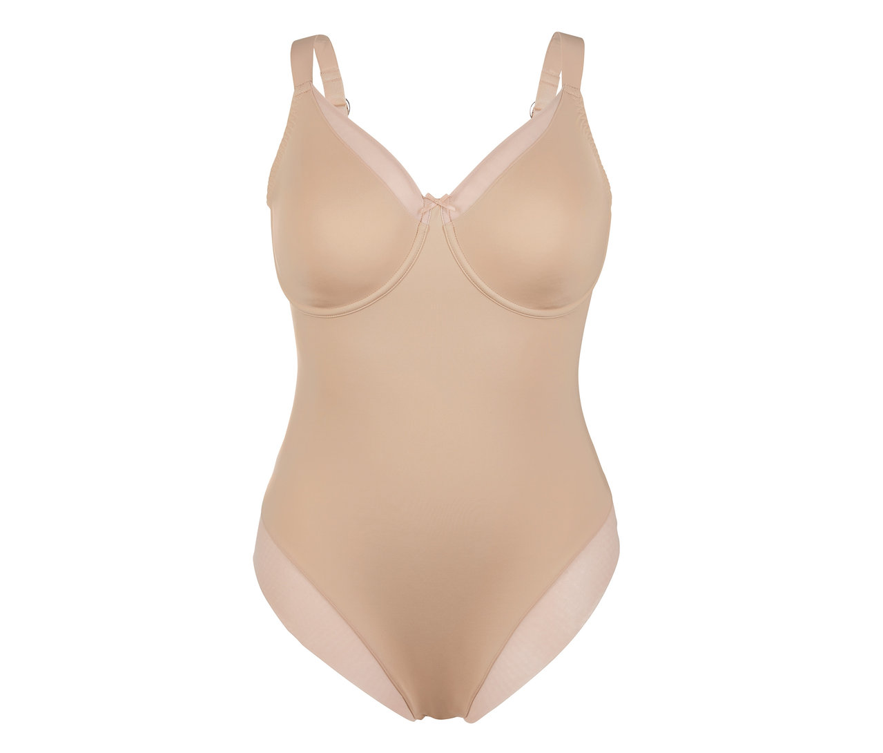 Bézs színű női alakformáló body széles pántokkal.