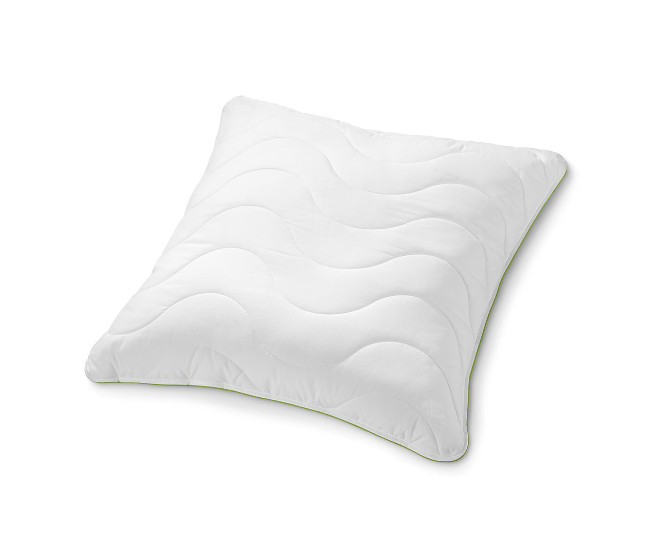 Egy fehér irisette® greenline párna, kb. 80 x 80 cm méretben, fehér háttéren.