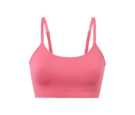 Rózsaszín, csipkés, seamless bustier melltartó.