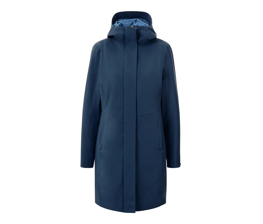 Sötétkék, női 3 az 1-ben funkcionális kabát.