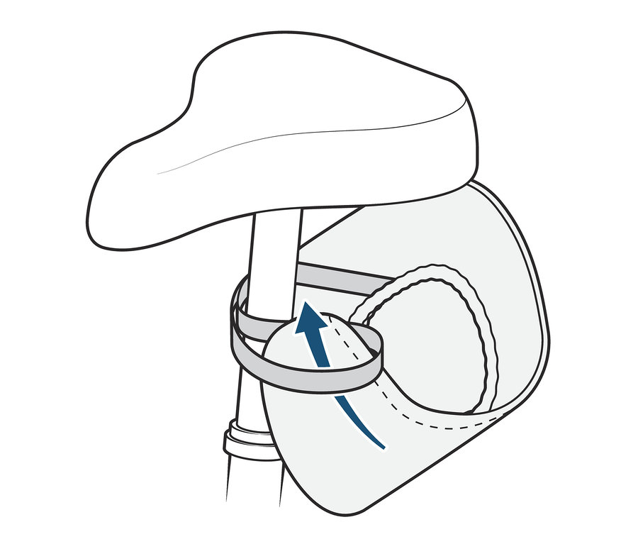 Illusztráció egy kerékpárülés-huzatról, amely egy kerékpárüléshez van rögzítve.