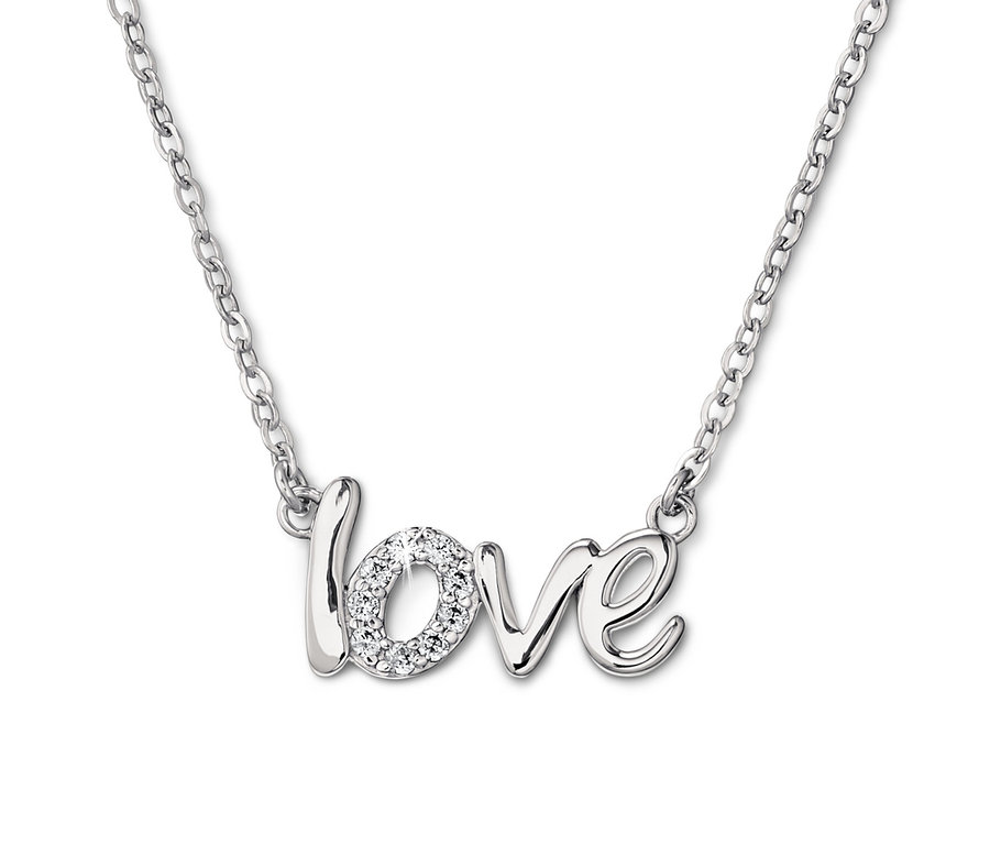 Love nyaklánc, ródiummal bevont 925-ös ezüstből, cirkóniával.