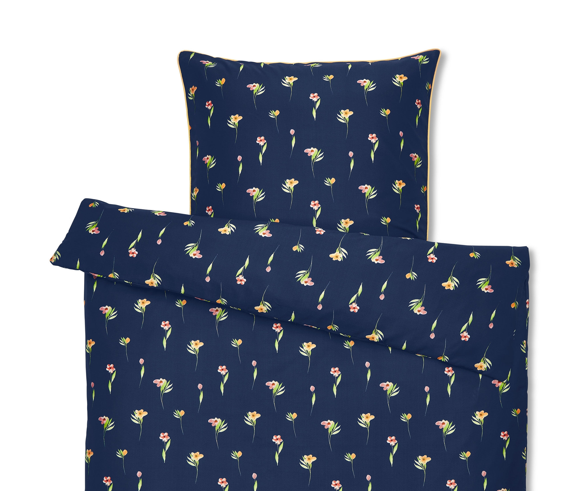 Sötétkék virágmintás mikroszálas ágynemű normál, kétszemélyes és extra méretben.