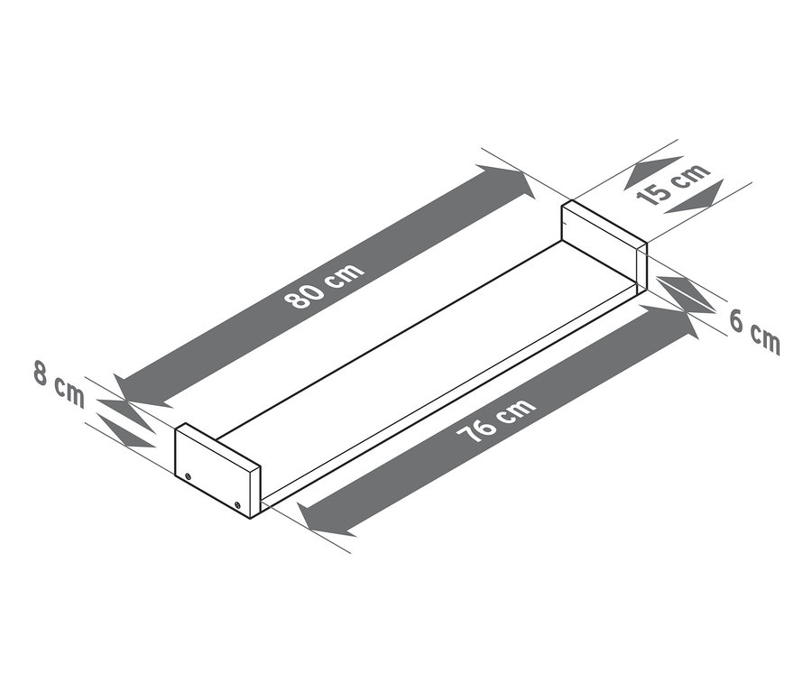 Egy kb. 80 cm-es falipolc ábrája.