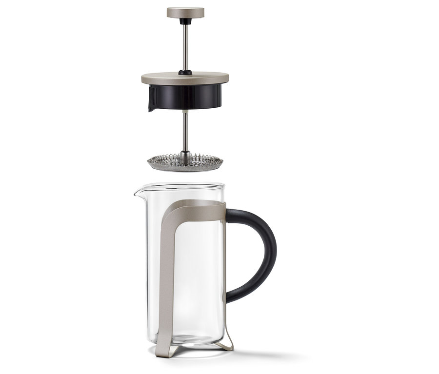 Szétszerelt dugattyús kávéfőző 300 ml, 2 csésze, pezsgőszín.