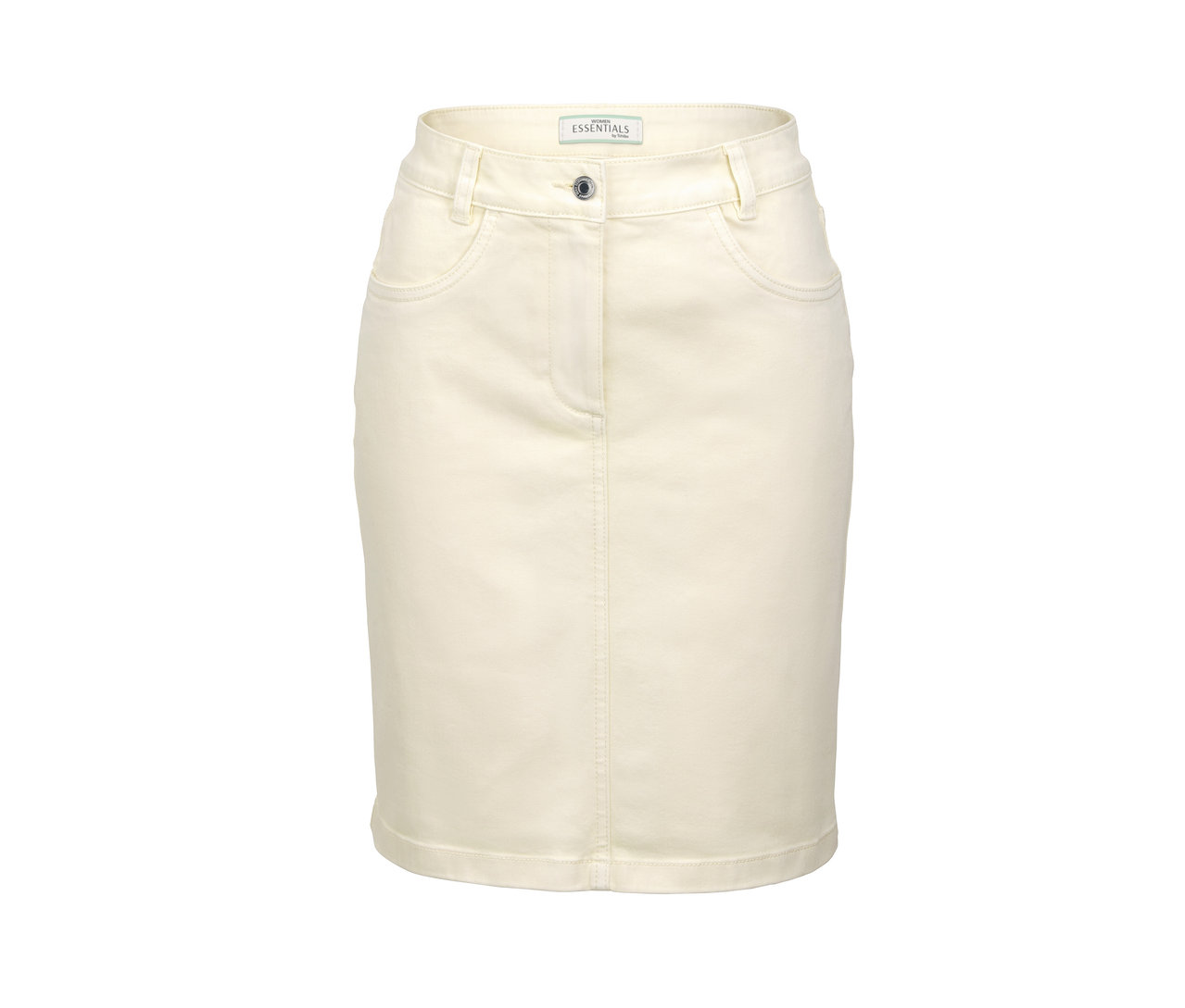 Egy krémszínű farmer szoknya.