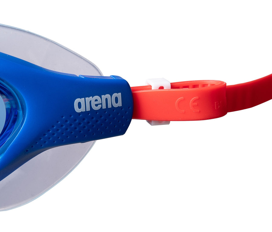 Közelkép a kék arena Junior The One Mask úszószemüvegről.