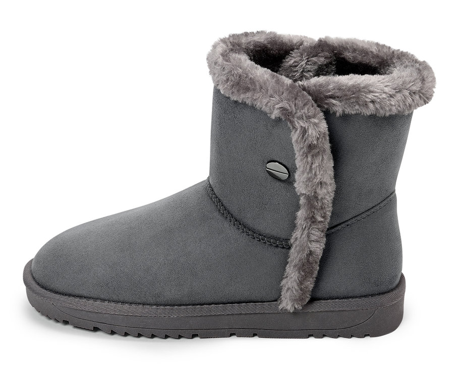 Szürke bokacsizma szőrme béléssel.