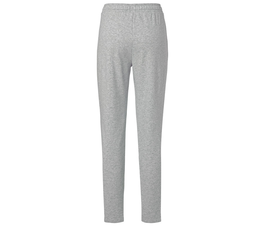 Szürke színű szabadidő nadrág, gumis derékrésszel.