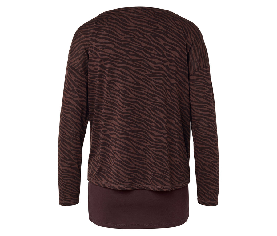 Barna, zebracsíkos hosszú ujjú felső.