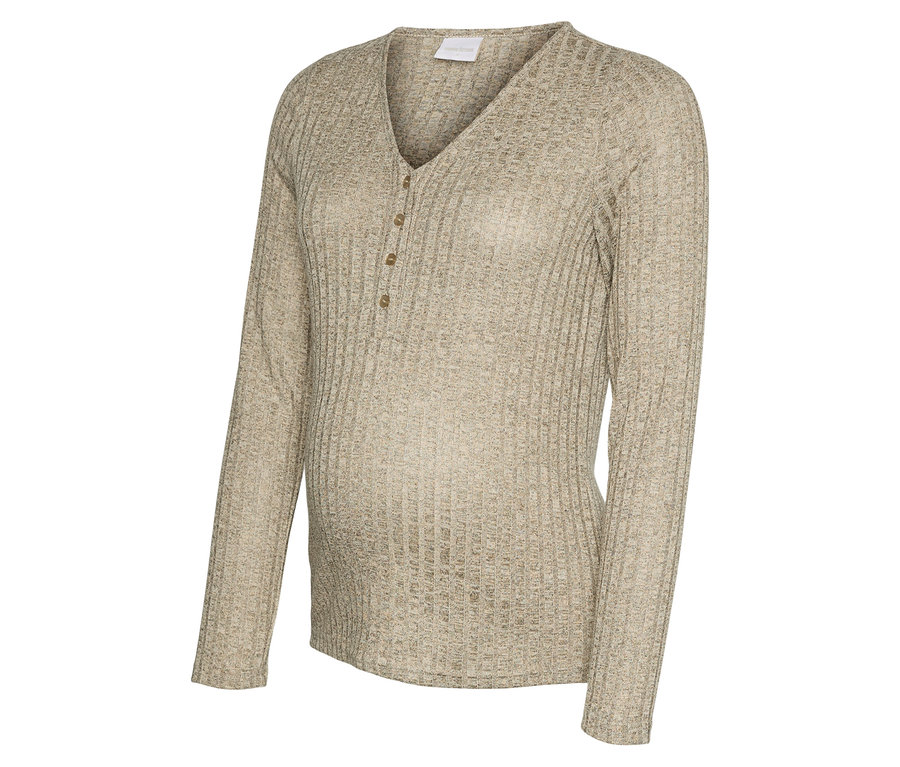 A bézs színű MAMALICIOUS »MLPAMMIE LIA« póló hosszú ujjú és gombos.